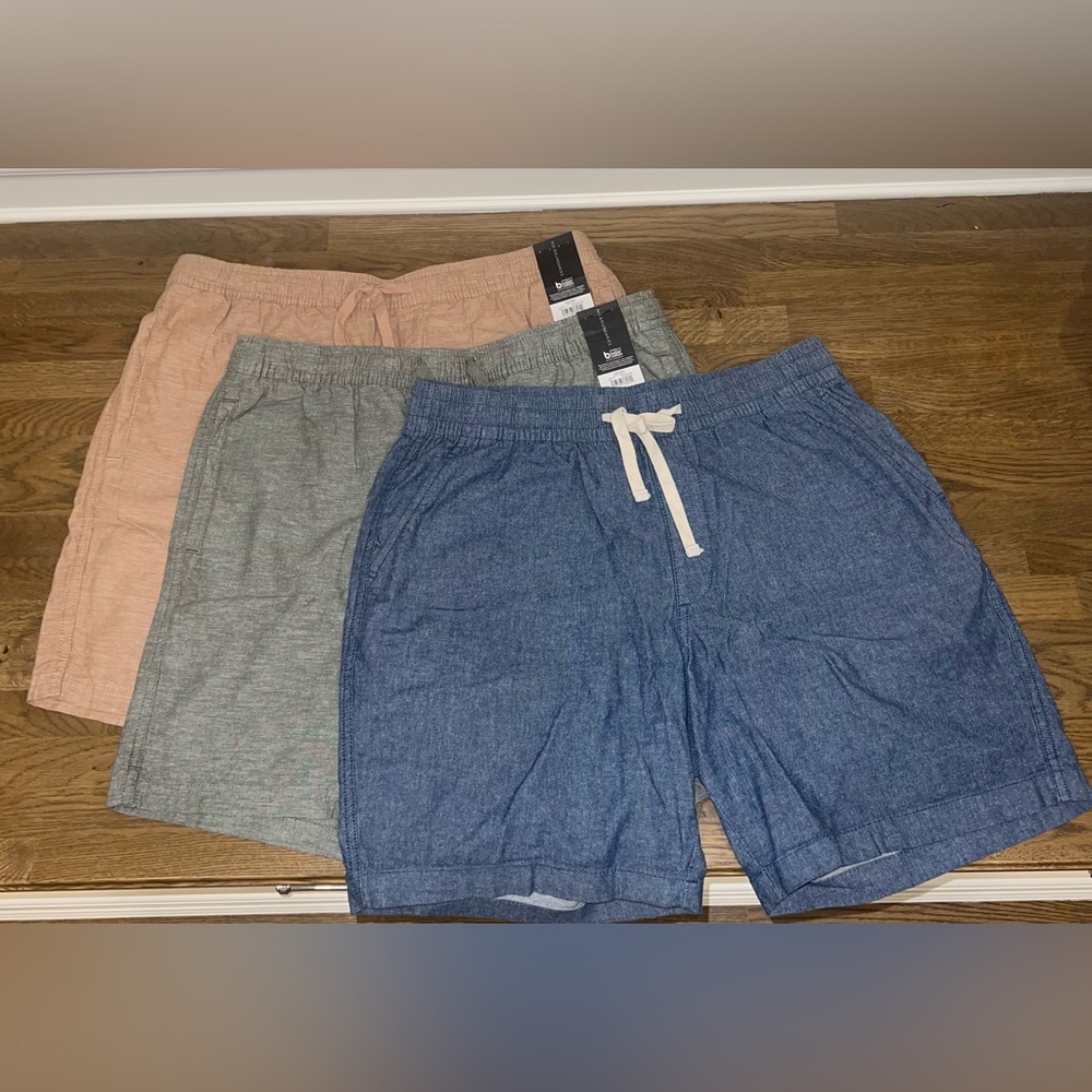 (BUNDLE) Relaxed Men's Dress Shorts  - Blue, Gray, and Tan